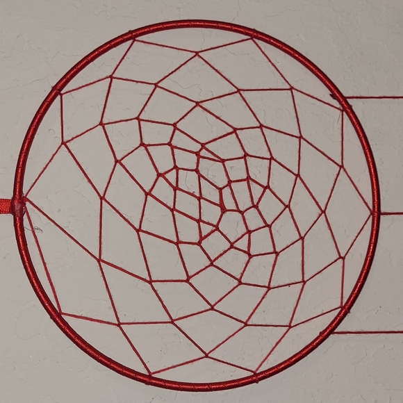 Homemade Red Dream Catcher - Picture 2 of 4